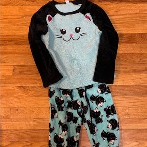 Justice furry pajamas/ cat design girls size 6/7